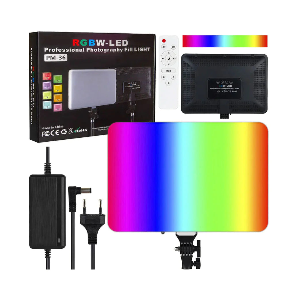 RGBW-LED PM-36 Professional Photography Fill Light - Adjustable RGBW Colors for Perfect Lighting