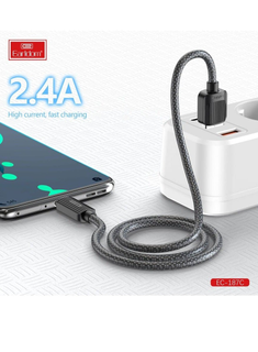 Earldom USB Data Cable EC-187C - 2.4A Fast Charging & Sync (USB to USB-C)