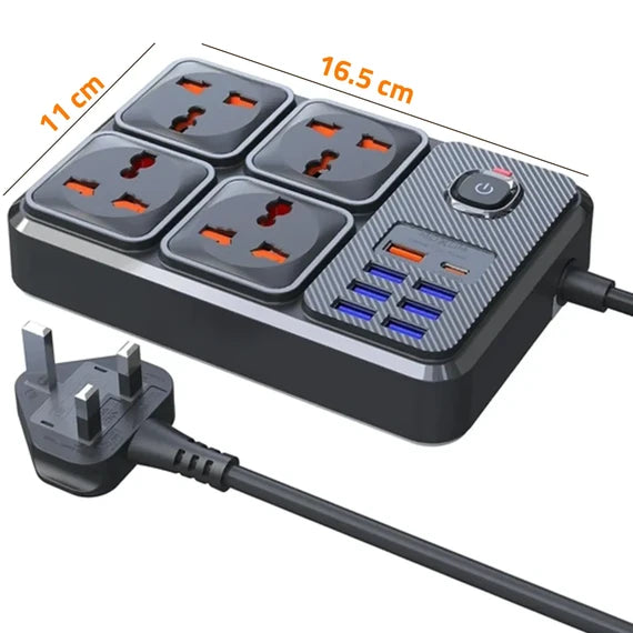 MOXOM MX-ST15 2500W Power Socket with 4 UK Sockets, 7 USB Ports and Type-C PD Port